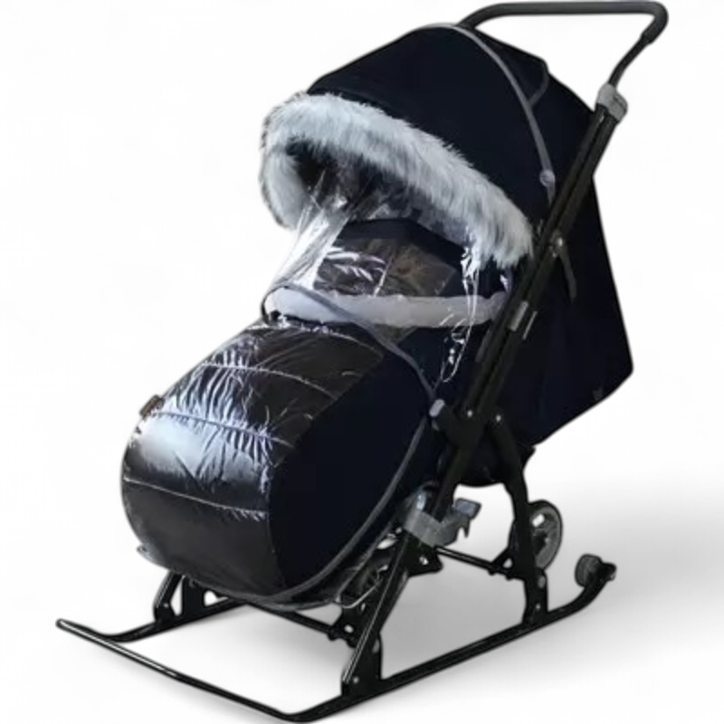 Санки-коляска GalaXy Nova Лён Тёмно-синий