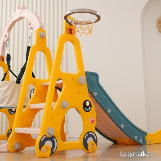 UNIX kids Funny Car с горкой с качелями Yellow - детский товар