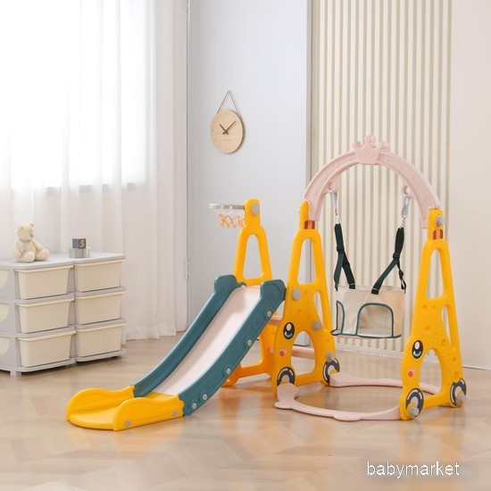 UNIX kids Funny Car с горкой с качелями Yellow