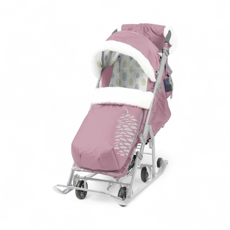 Санки-коляска Nika Ника Детям 7-5К Пыльно-розовый Серый каркас