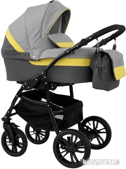 Alis Alvaro F (3 в 1, Al 02 темно-серый/светло-серый/желтая кожа)