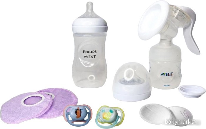 Ручной молокоотсос Philips Avent Natural Comfort с бутылочкой для кормления SCD255/05