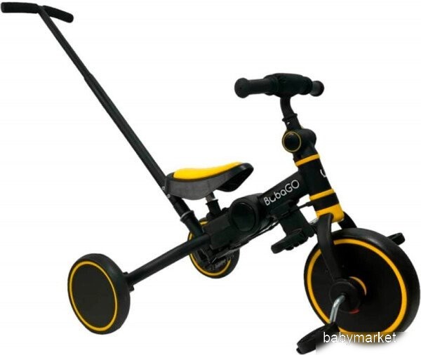 Беговел-велосипед Bubago Flint BG FPY-109-11 с ручкой Чёрный/Жёлтый