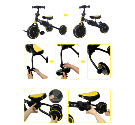 Купить Беговел-велосипед Bubago Flint BG-FPY-109-11 с ручкой Чёрный/Жёлтый для детей - фото товара