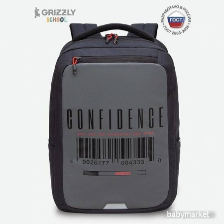 Школьный рюкзак Grizzly RU-334-1 (черный/серый)