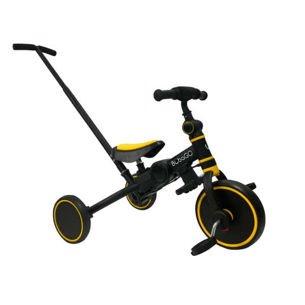 Беговел-велосипед Bubago Flint BG-FPY-109-11 с ручкой Чёрный/Жёлтый