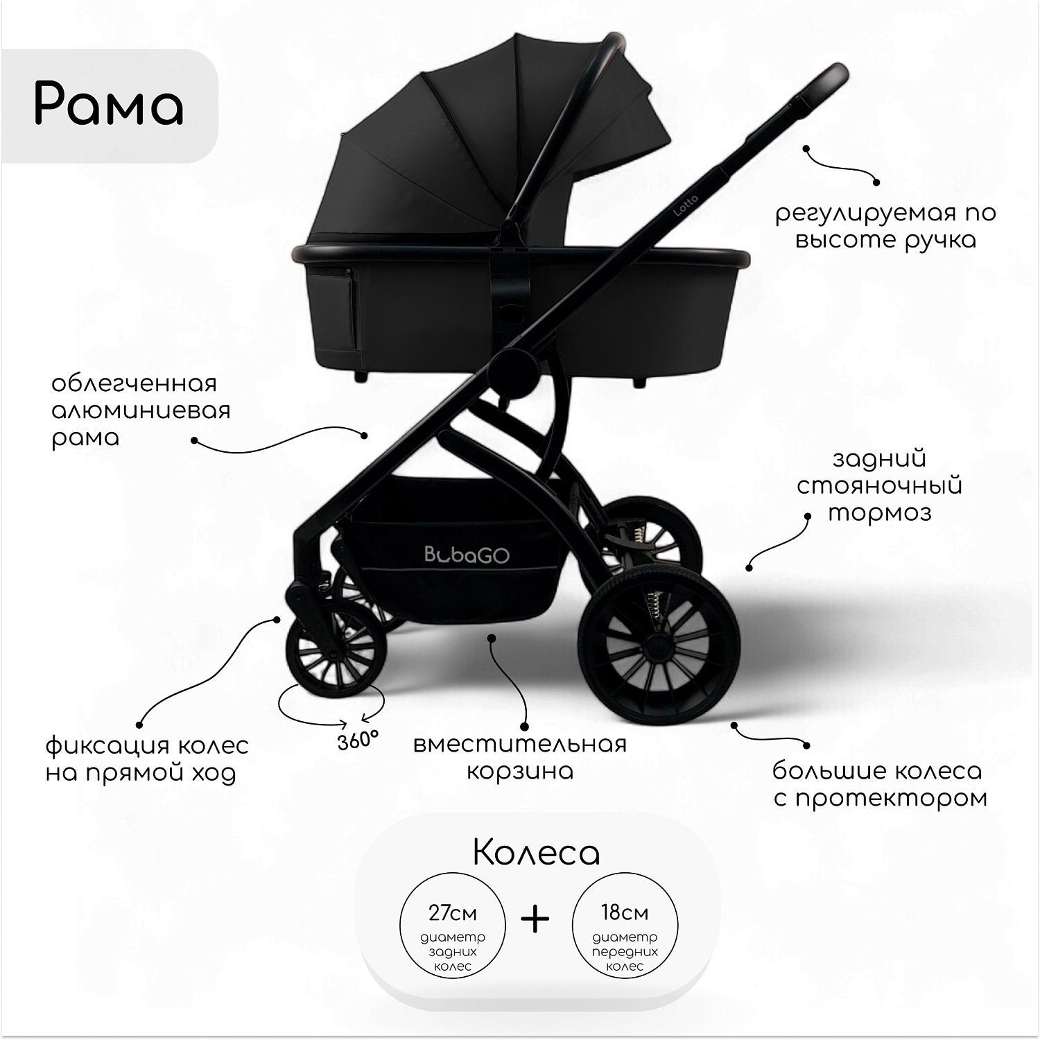 Детская универсальная коляска Bubago Lotta 3в1