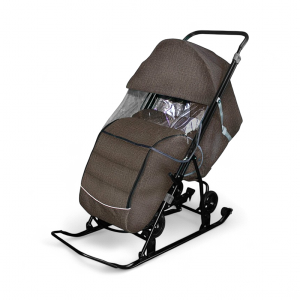 Санки-коляска GalaXy Снежинка Универсал 1 Лён Серо-коричневый