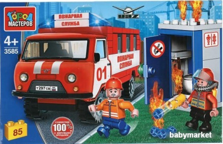 Конструктор Город мастеров Пожарная служба SB-3585 УАЗ-452. Пожар в туалете
