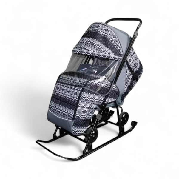 Санки-коляска GalaXy Снежинка Универсал 1 Чёрная Финляндия