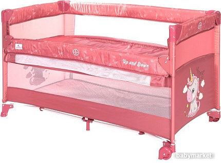 Lorelli Cot Up and Down (розовый, единорог)