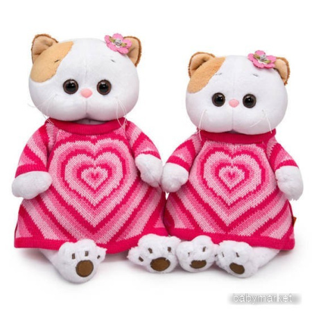 Классическая игрушка BUDI BASA Collection Кошечка Ли-Ли в вязаном платье с сердцем LK24-098 (24 см)