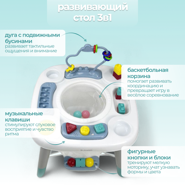 Детский игровол стол Bubago Thinki BG 189-1 Белый - детский товар