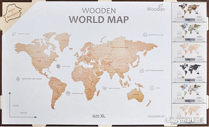 Пазл Woodary Карта мира на русском языке