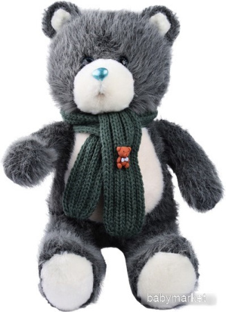 Классическая игрушка Milo Toys Little Friend Мишка с зеленым шарфом 9905659 (темно-серый)