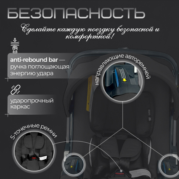 Коляска-автолюлька Bubago Mirco BG 153-1 Чёрный