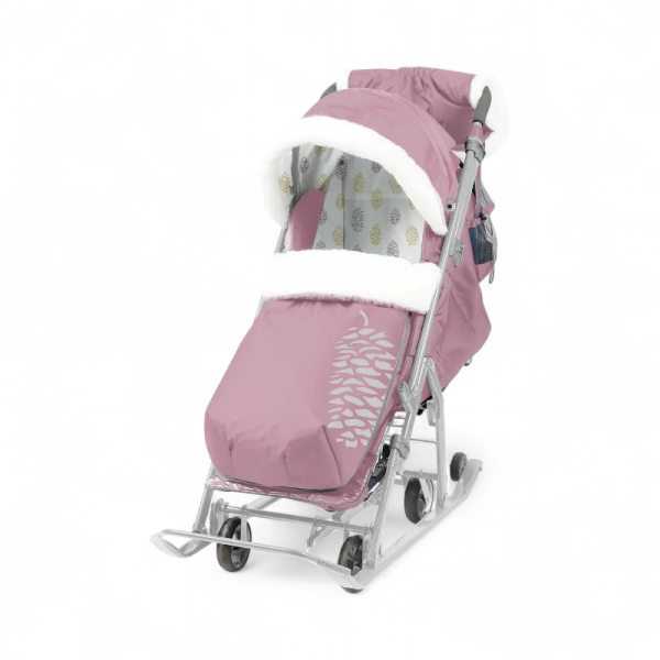 Санки-коляска Nika Ника Детям 7-5К Пыльно-розовый Серый каркас