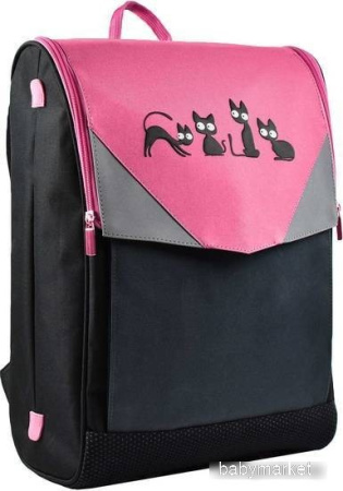 Школьный рюкзак Феникс+ Кошки 54141 (черный/розовый)