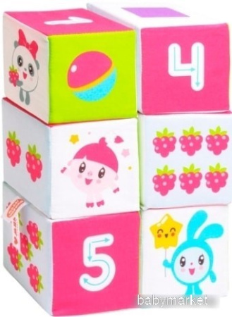Кубики Мякиши Учим формы, цвет и счет Малышарики (6 шт)