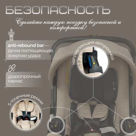 Коляска-автолюлька Bubago Mirco BG 153-3 Бежевый