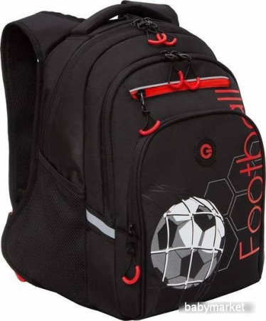 Школьный рюкзак Grizzly RB-350-1 (черный/красный)