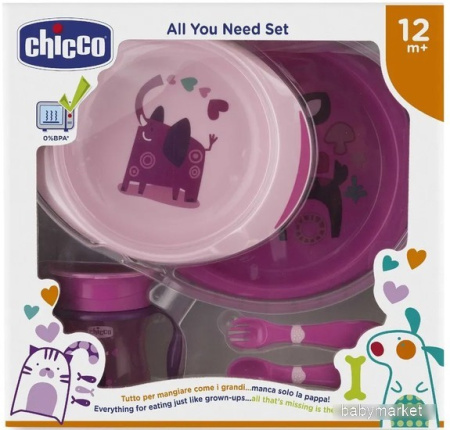 Набор детской посуды Chicco Nursery 00016201100000 (розовый)