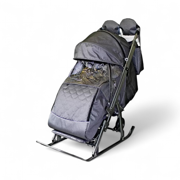 Санки-коляска GalaXy Kids 3-2Т Серебро Крупный ромб