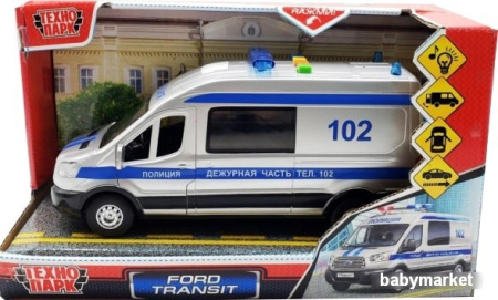 Игрушечный транспорт Технопарк Ford Transit Полиция TRANSITVAN-22PLPOL-SR