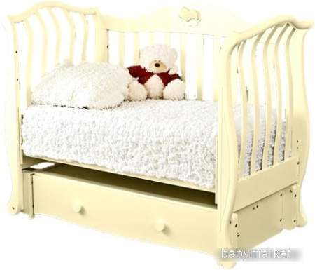 Классическая детская кроватка Красная звезда Юлиана Мишка на облаке С757 (ваниль)