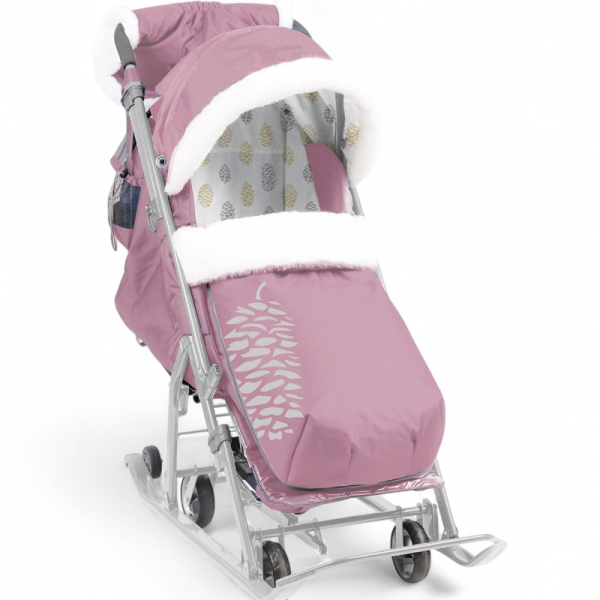 Санки-коляска Nika Ника Детям 7-5К Пыльно-розовый Серый каркас - детский товар