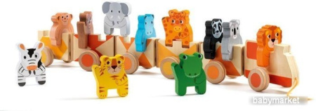 Купить Djeco Пирамидка-паровозик. Джунгли 06318 для детей - фото товара