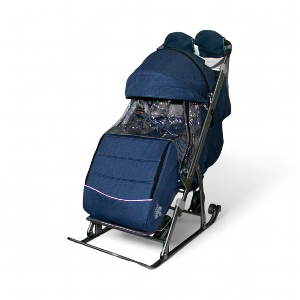 Санки-коляска Galaxy Kids 3-3С Джинс Тёмно-синий